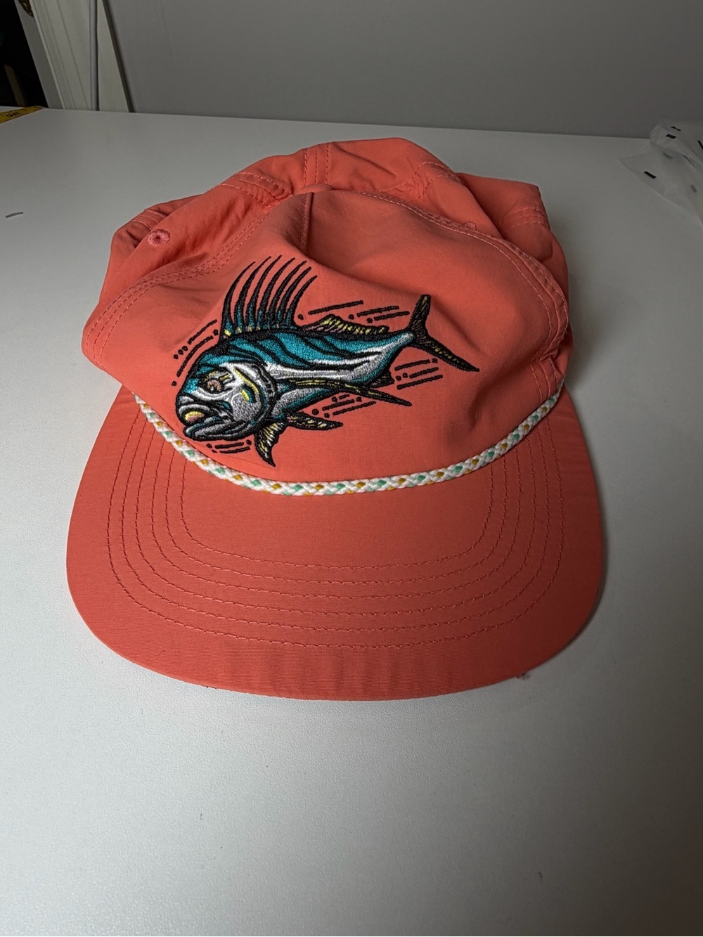 Bajio Coral Fishing Embrodered Graphic Hat Rope-Trim Cap - Men